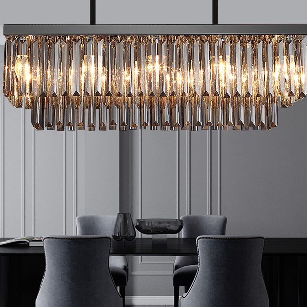 Metal Rectangular Durable Pendant Light With Glass Black