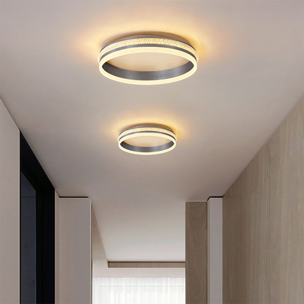 Silver Metal Round Contemporary Flush Mount Ceiling Light