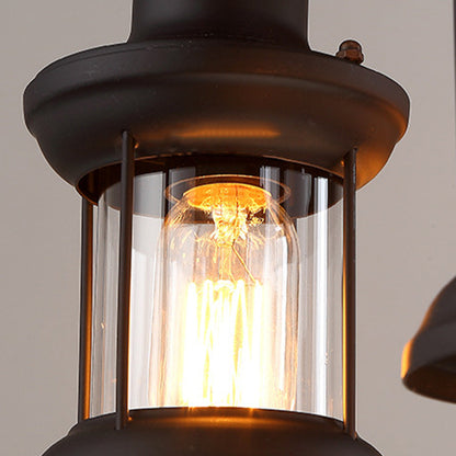 Wood And Metal Six-Head Vintage Pendant Lamp Ambience