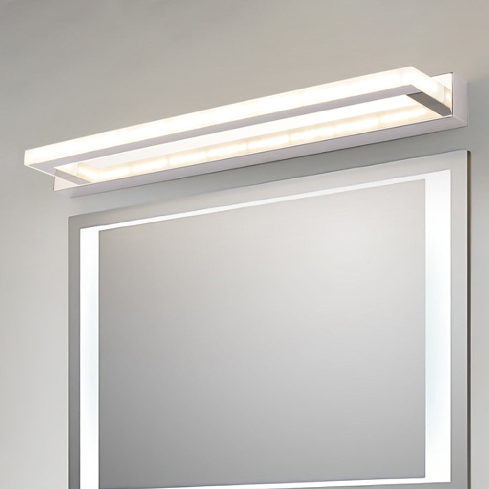 Silver White Finish Wall Mounted Rectangular Vanity Mirror