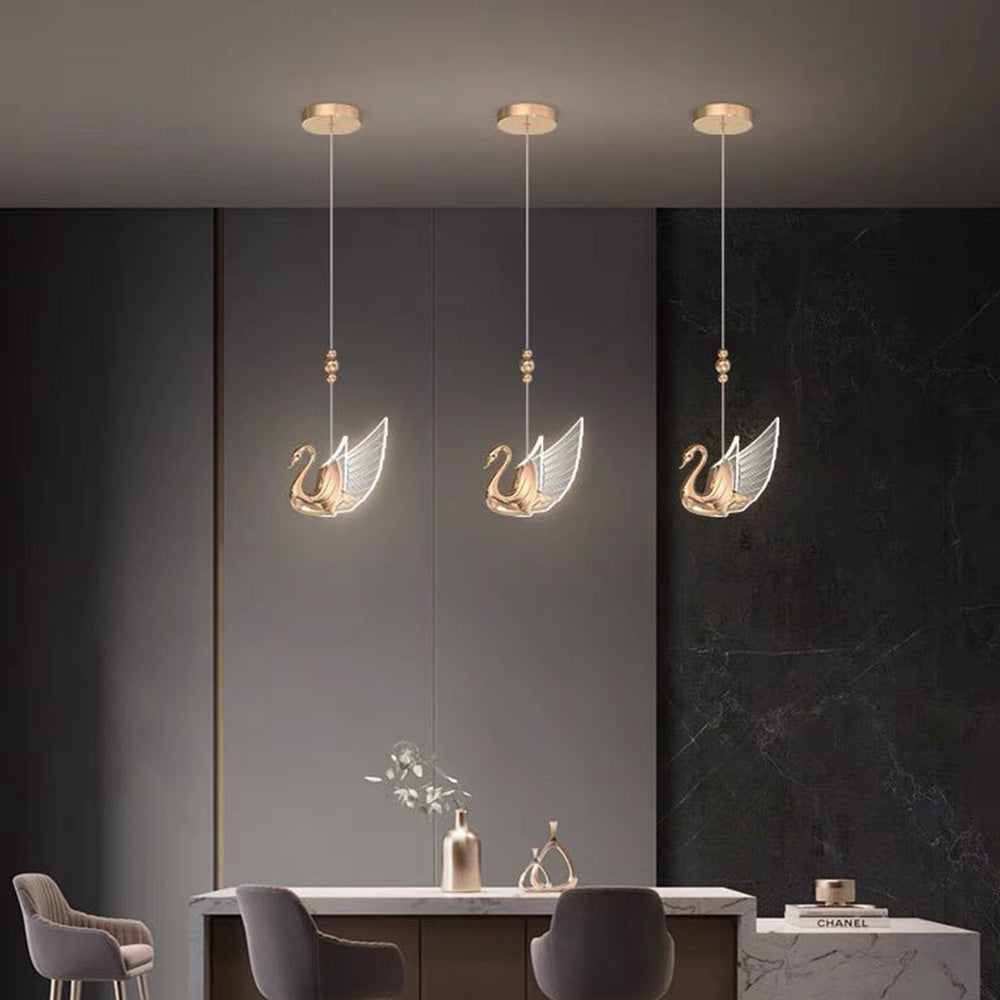 Elegant Accent Two Tone Swan Pendant Light