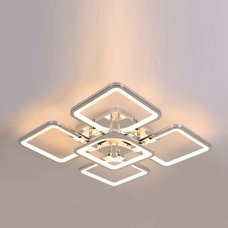 Acrylic And Metal LED Luxe Square Flush Mount Ceiling Light