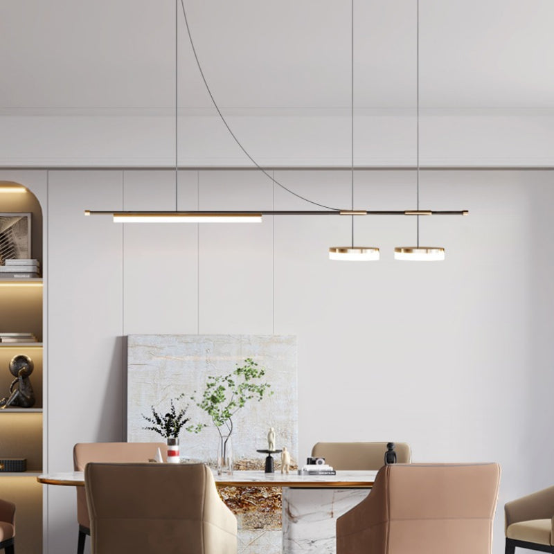 Black Long Sleek LED Pendant Light For Dining Room