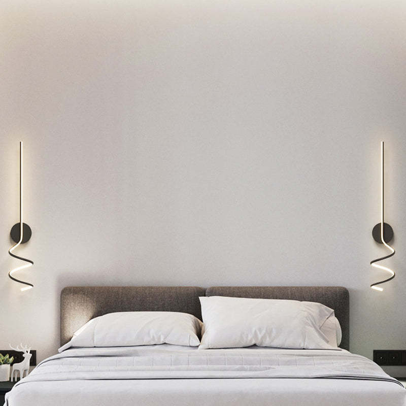 Matte Black And White Spiral LED Art Wall Light