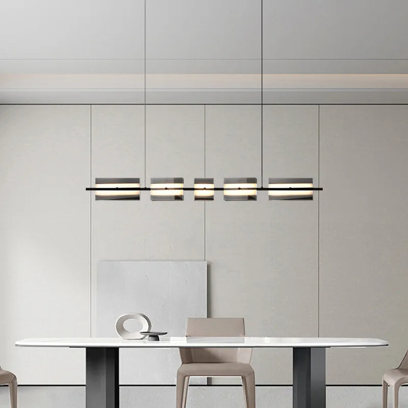 Copper Glass Linear Nordic Pendant Light For Dining