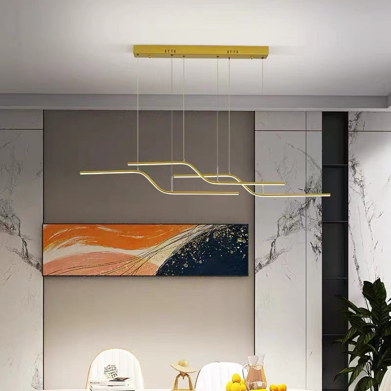 Geometric Metal Three-Light Minimalist Pendant For Dining Room