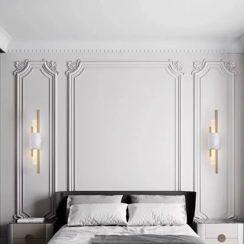 LED Wall Light With Warm White Glow In Marble And Metal