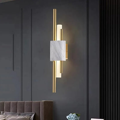 LED Wall Light With Warm White Glow In Marble And Metal