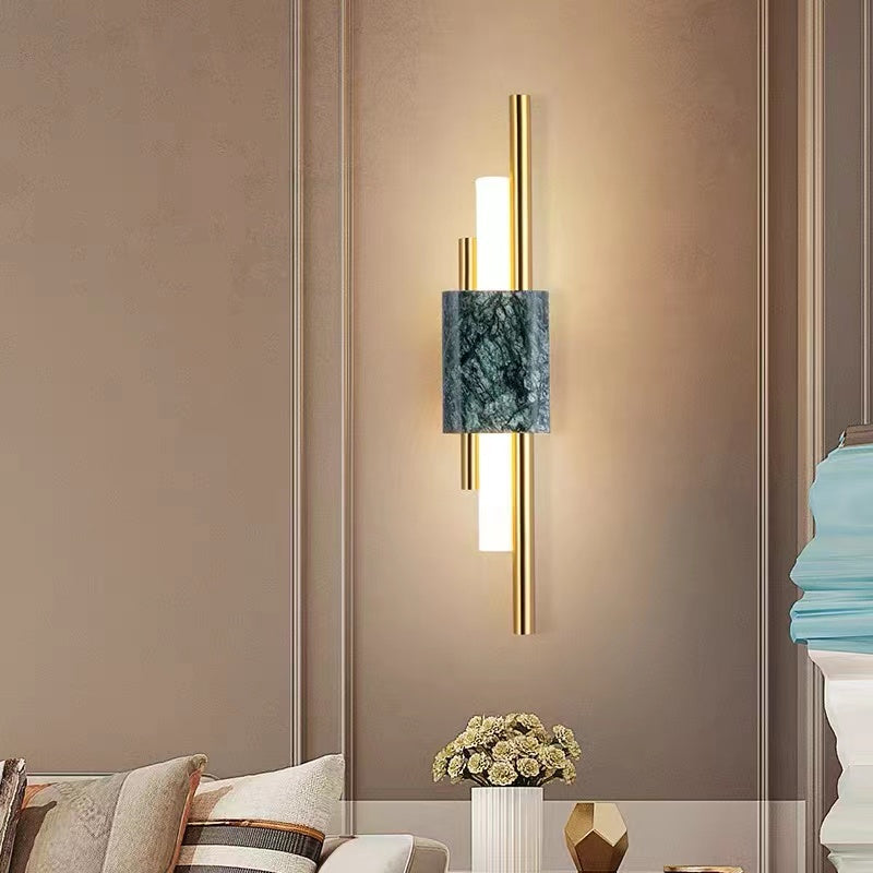 LED Wall Light With Warm White Glow In Marble And Metal