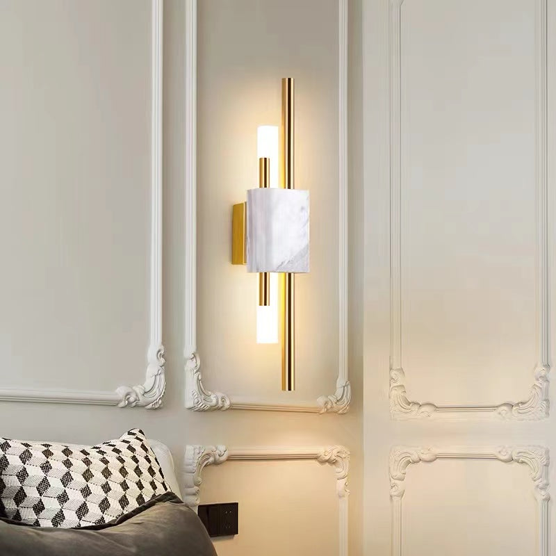 LED Wall Light With Warm White Glow In Marble And Metal
