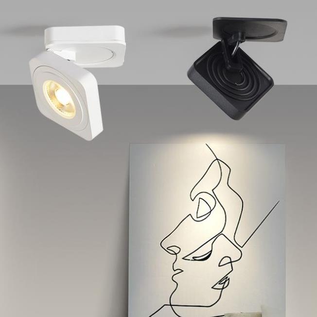Black And White Adjustable Heads Square Ceiling Spotlight