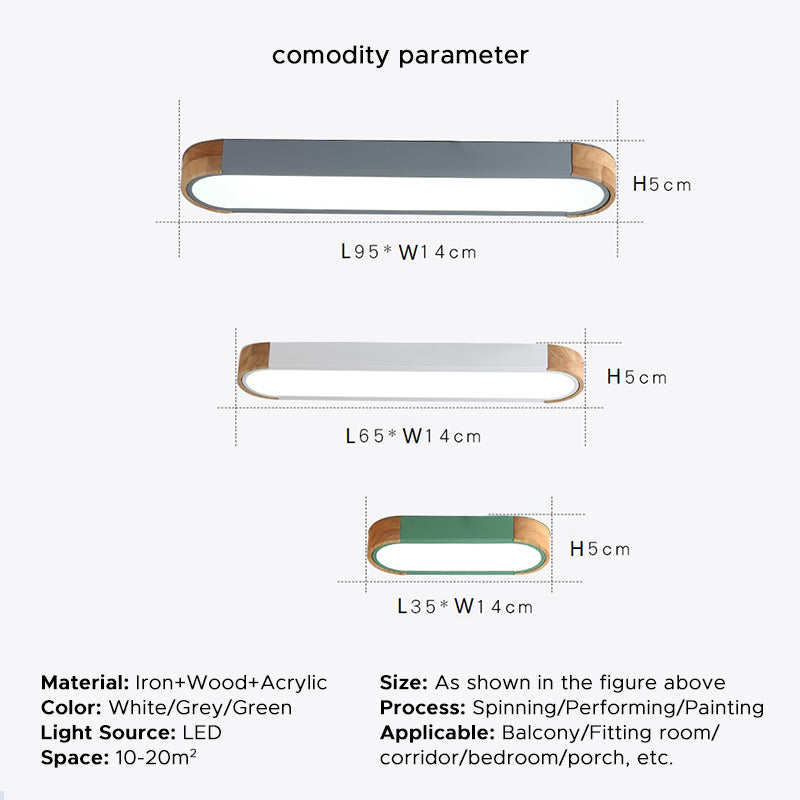 Clear Acrylic Shade Contemporary Wood Edge Ceiling Light