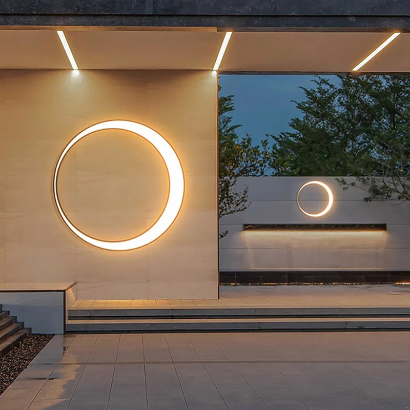 Lunar Glow Outdoor Wall Light Art Deco Ring