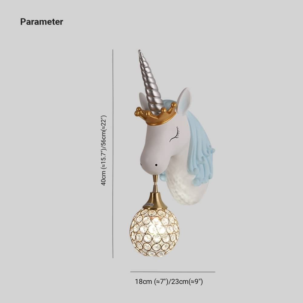 Crystal Lampshade Resin Wall Light With Unicorn Strawberry For Kids