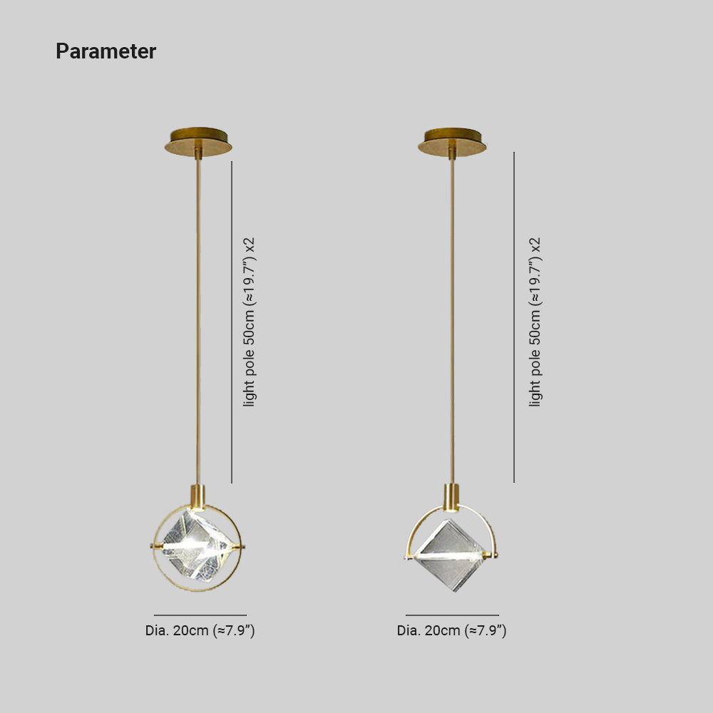 Gold Finish Geometric Crystal Pendant Light
