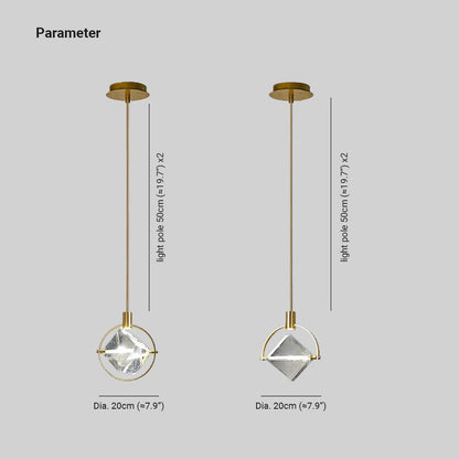 Gold Finish Geometric Crystal Pendant Light