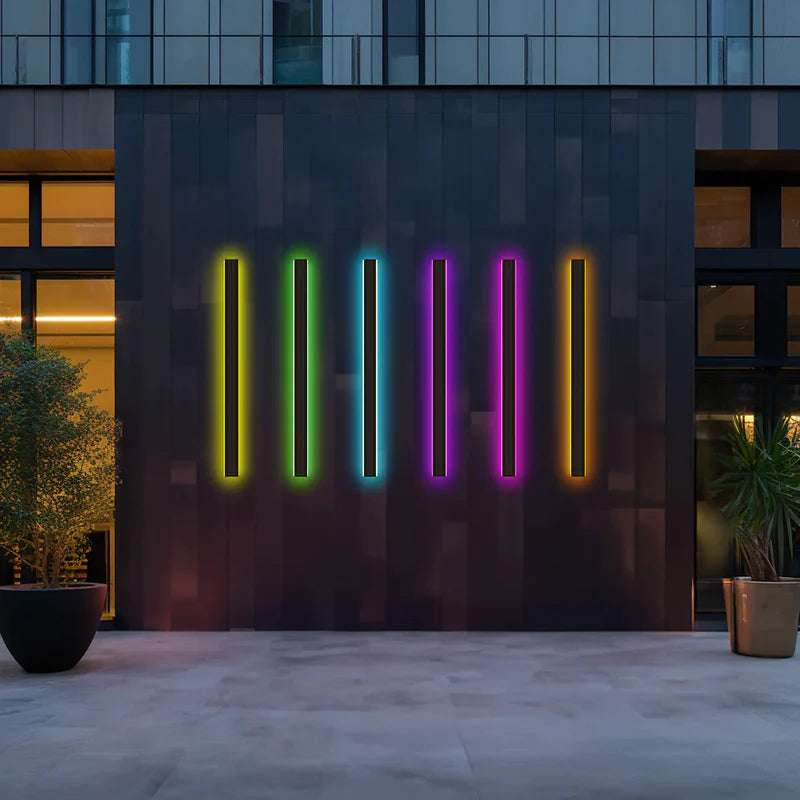 Outdoor Wall Light Sleek Black LED Linear