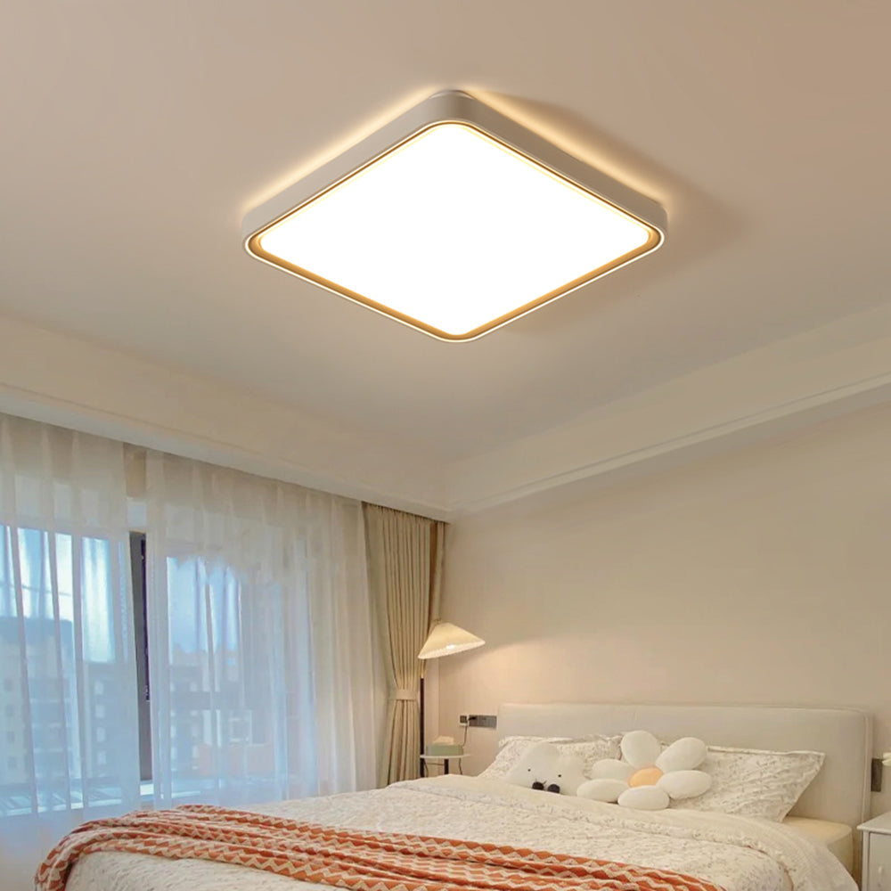 Metal Flush Mount Ceiling Light Round Square Gold Minimalist