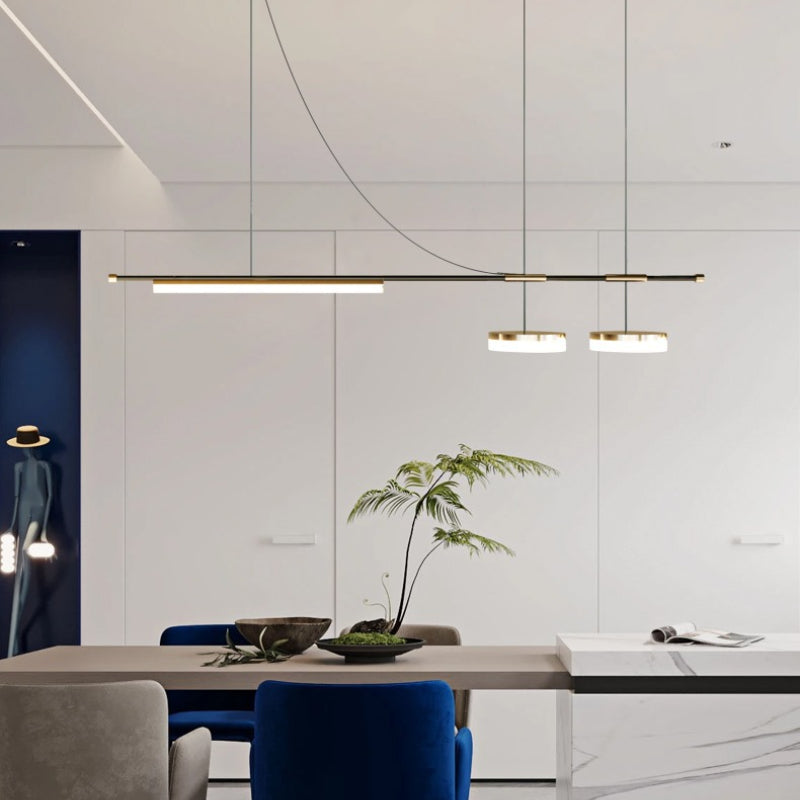 Black Long Sleek LED Pendant Light For Dining Room