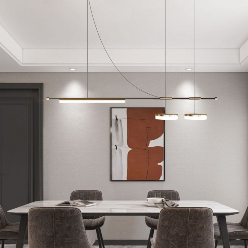 Black Long Sleek LED Pendant Light For Dining Room