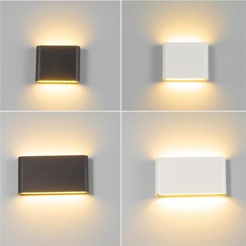 Black And White Waterproof Outdoor Modern Rectangular Wall Light
