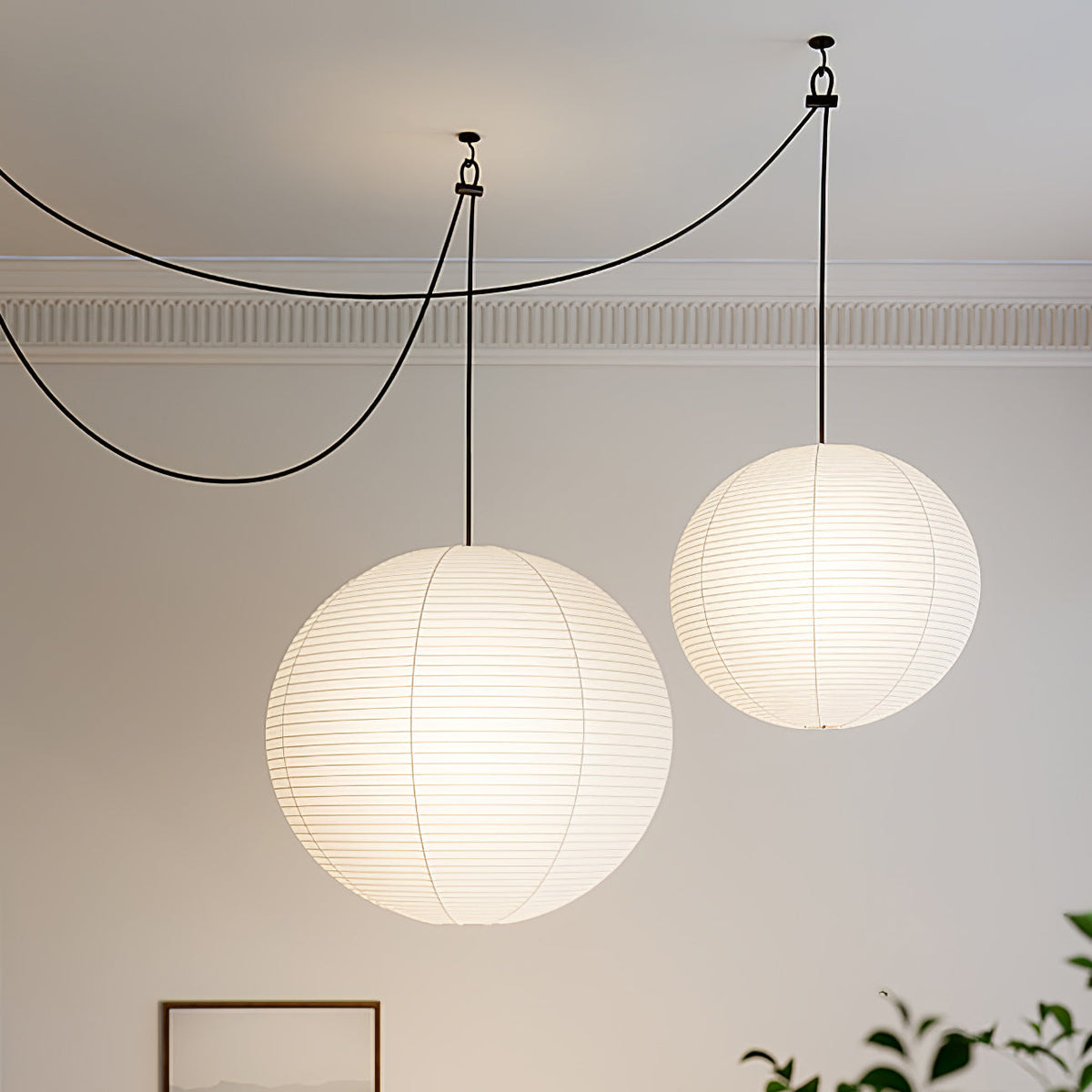 Pendant Light With Warm Glow WabiSabi Paper Globe