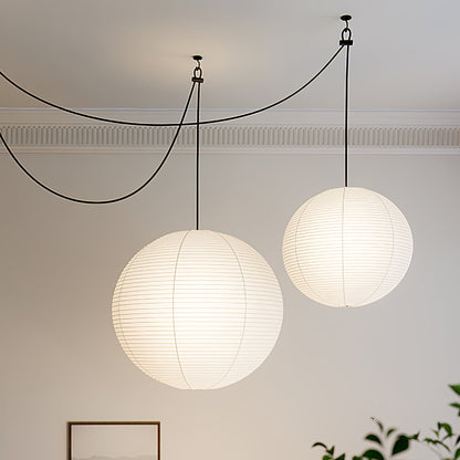 Pendant Light With Warm Glow WabiSabi Paper Globe