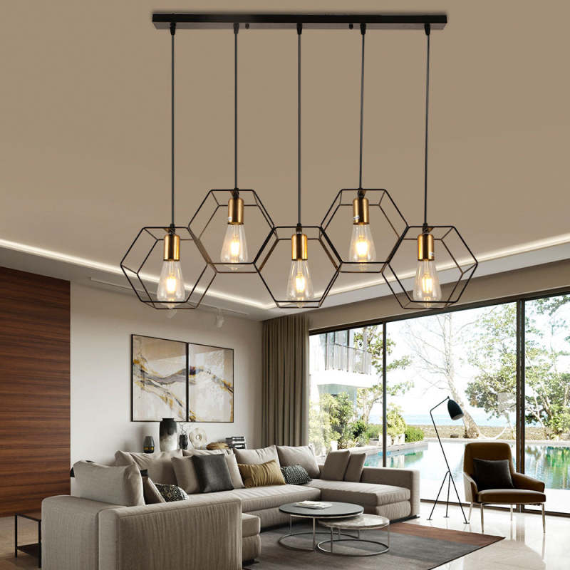 Rustic Geometric Black Finish Pendant Light For Ambient Glow