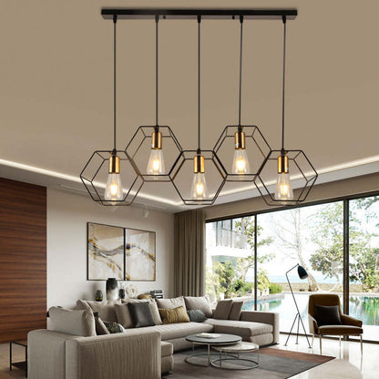 Rustic Geometric Black Finish Pendant Light For Ambient Glow