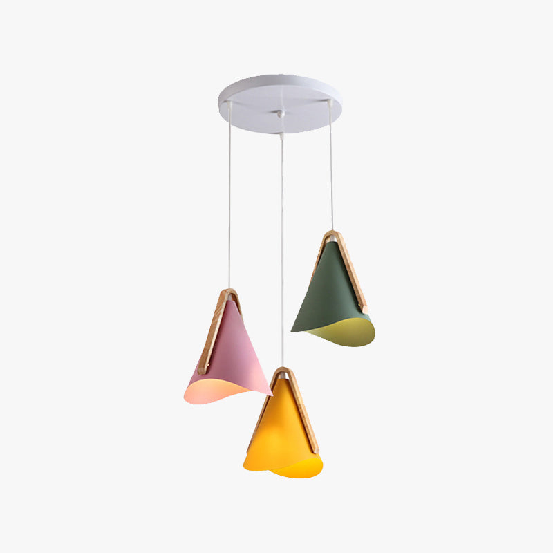Warm Ambience Cone Metal and Wood Pendant Light