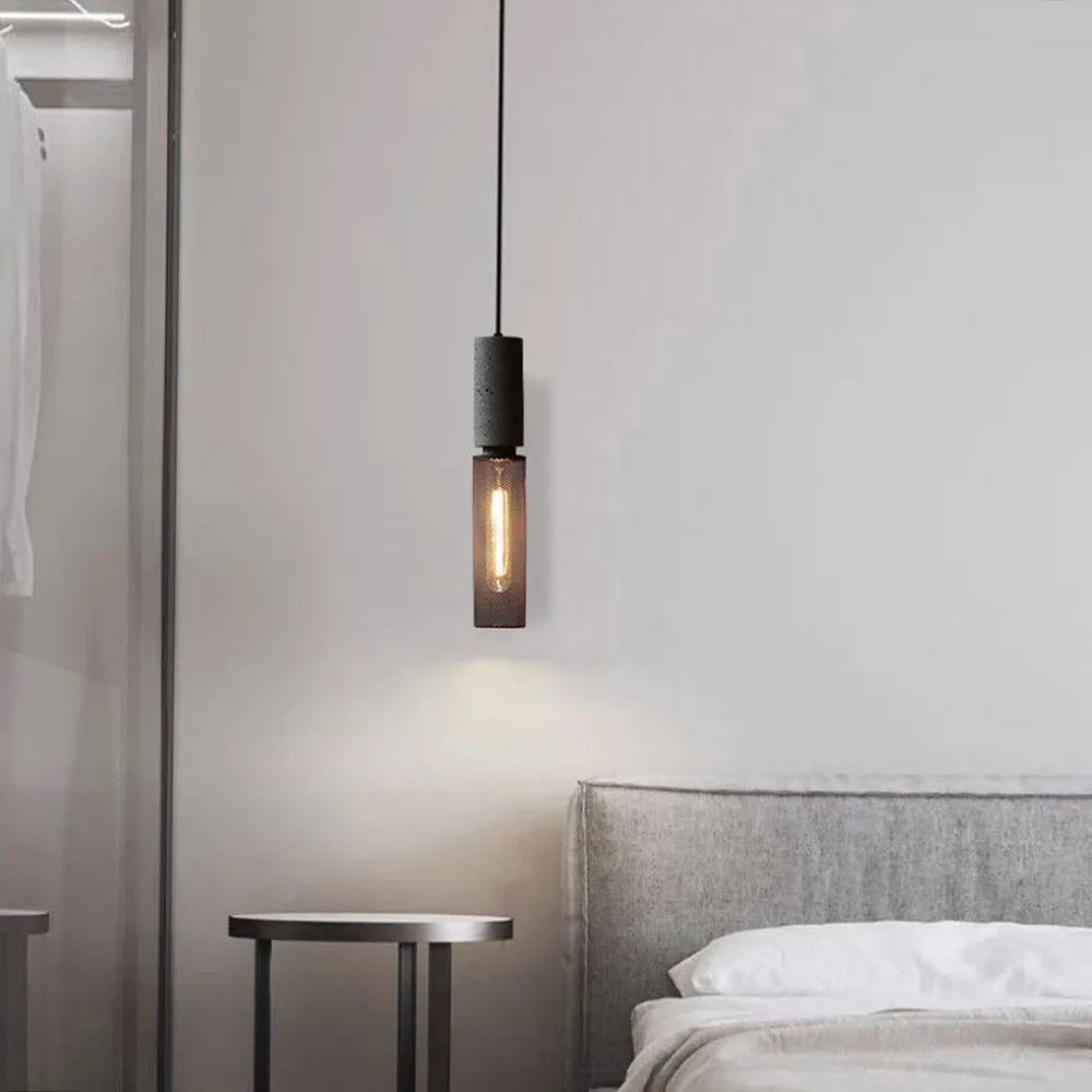 Concrete Top Industrial Cylindrical Pendant Light