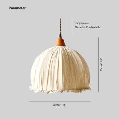 Warm Ambience Pendant Light In Vintage Beige Fabric