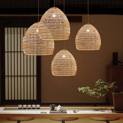 Natural Warmth Handcrafted Bamboo Rattan Pendant Light