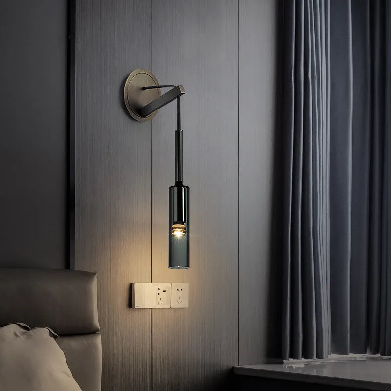 Warm Glow Pendant Wall Light With Premium Black Glass