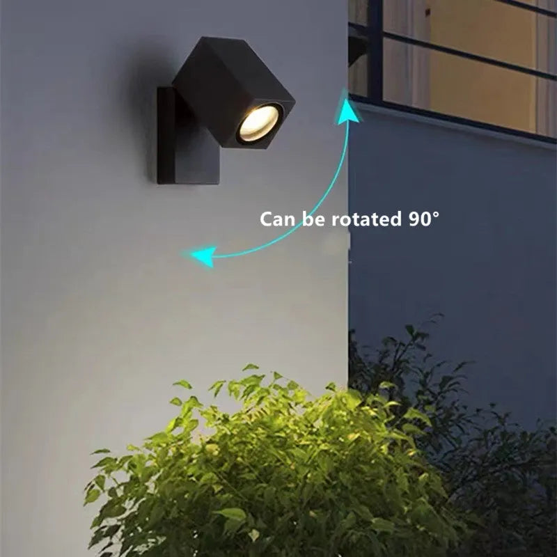 Black Rotating Outdoor Metal Wall Spotlight