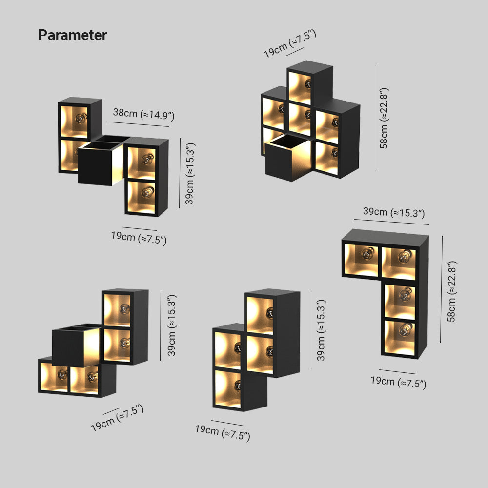 Outdoor Black Metal And Glass Modern Cube Wall Light