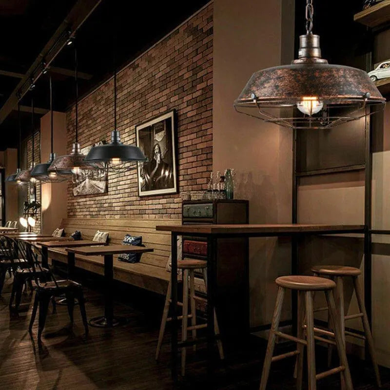 Rustic Black Industrial Pendant Light for Indoor and Outdoor