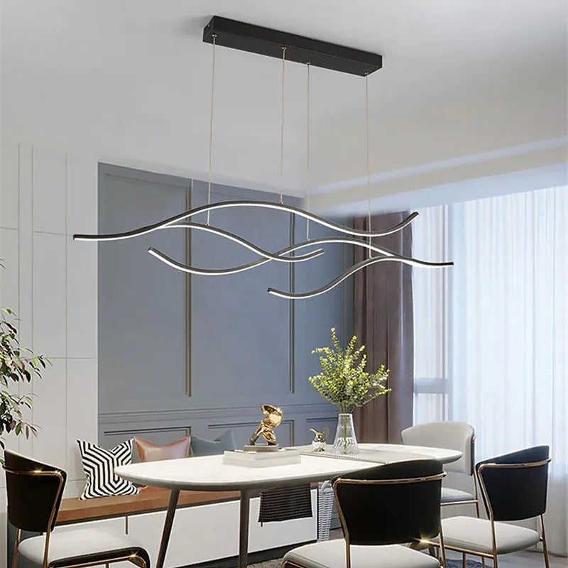 In Black Gold Dimmable Multi-Curved Pendant Light