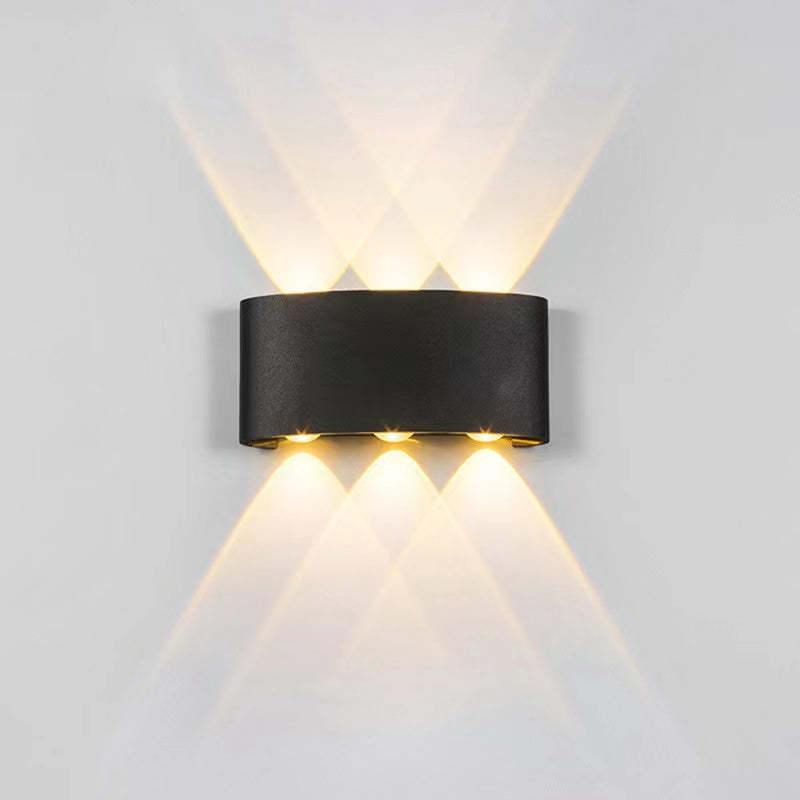 Metal Black And White Waterwave Finish Rectangular Outdoor Wall Light