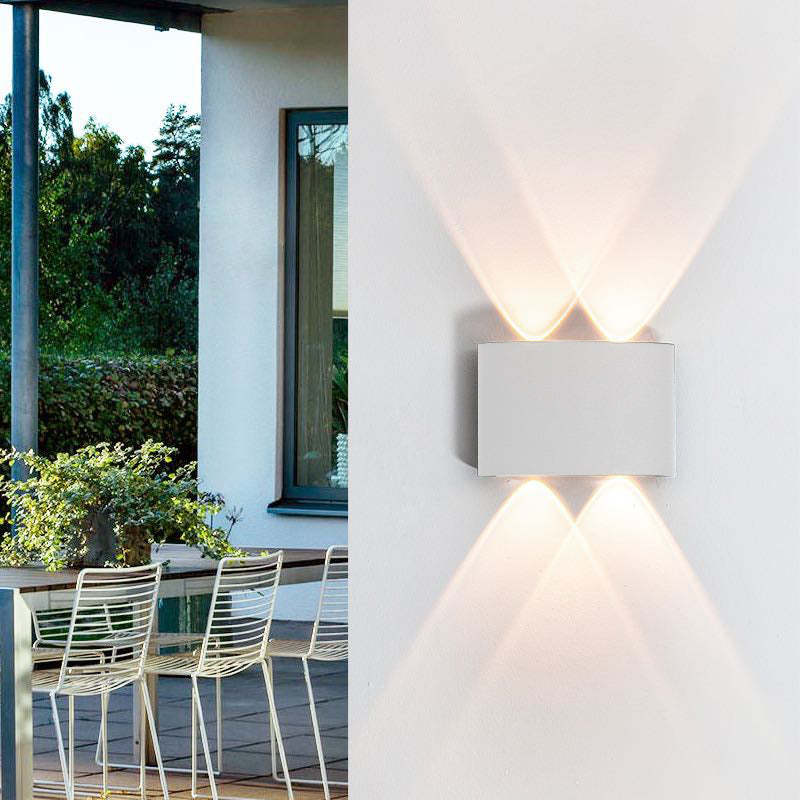 Metal Black And White Waterwave Finish Rectangular Outdoor Wall Light