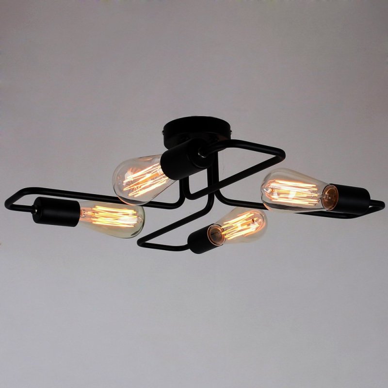 Industrial Modern Vintage Flush Mount Black Ceiling Light