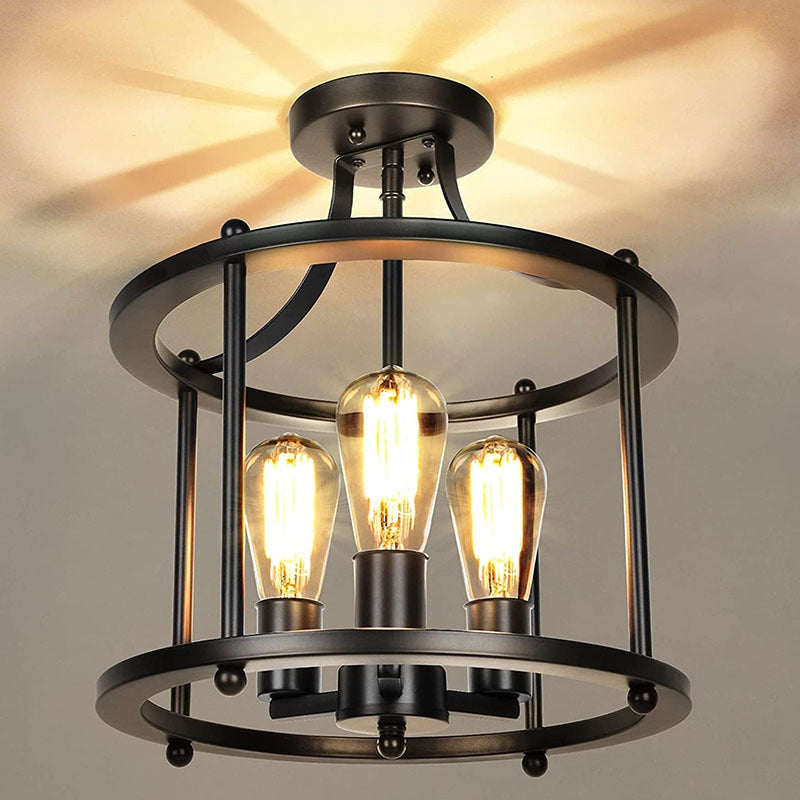 Ceiling Light Industrial LED Flush Mount Lantern For Dining And Living