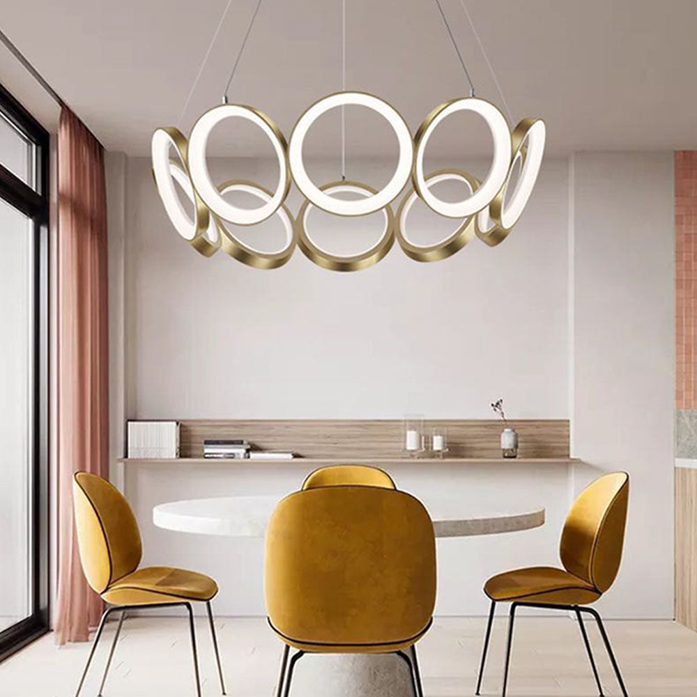 Pendant Light Ring With Warm Gold Glow