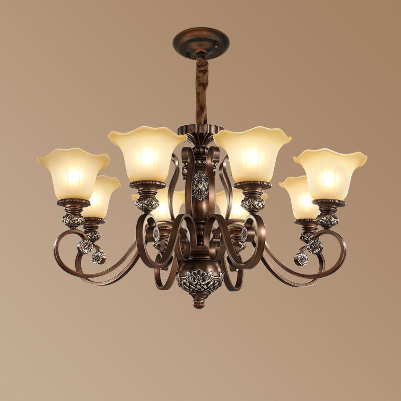 Soft Glow Pendant Light With Glass Floral Vintage and Metal
