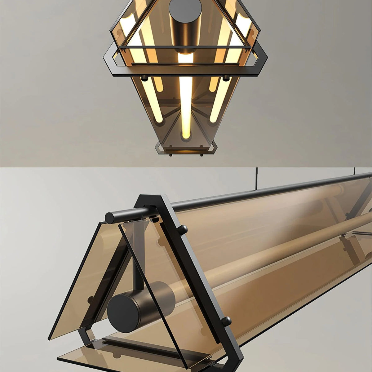 Warm Gold Premium Industrial Triangle Pendant Light