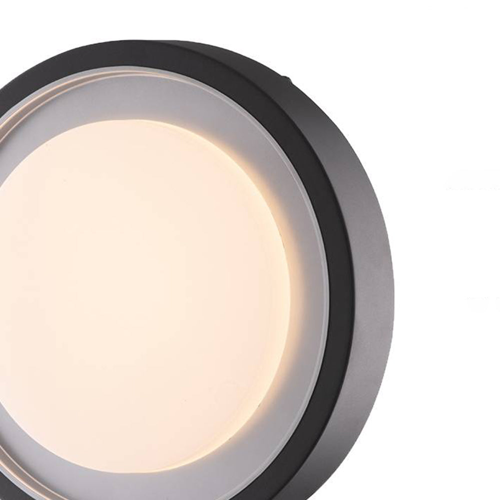 Outdoor Wall Light LED Circular Disc Metal Black