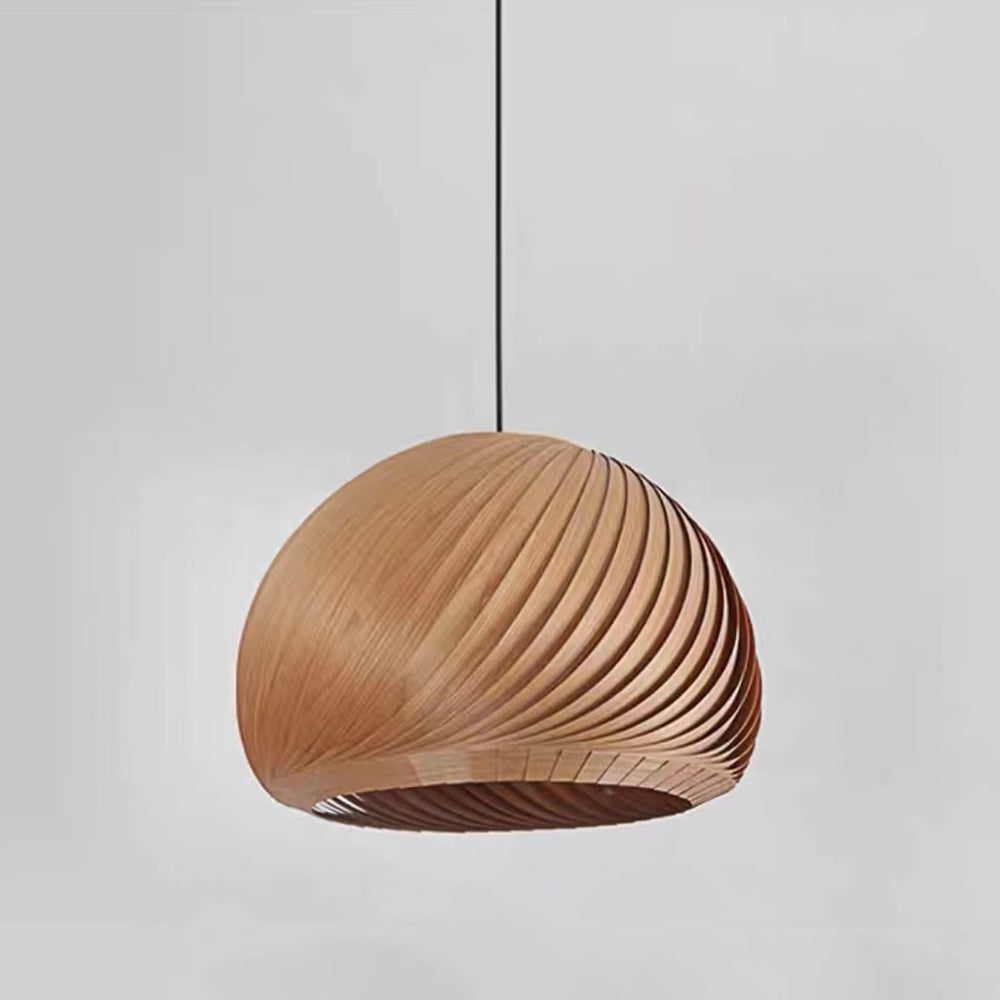 Brown Wood Finish Durable Farmhouse Metal Pendant Light