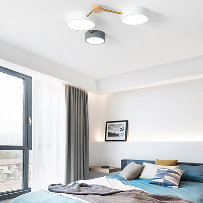 Living Room And Bedroom Modern LED Ceiling Light With Wood Accent