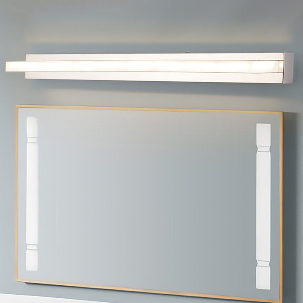 Silver White Finish Wall Mounted Rectangular Vanity Mirror