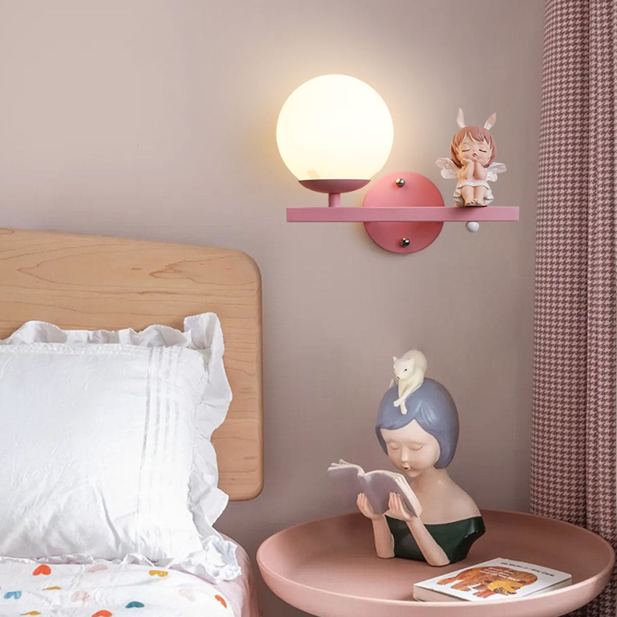 White and Pink Aria Glass and Metal Wall Light
